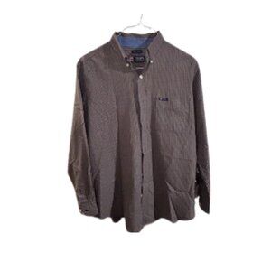 CHAPS Easy Care Men's L Plaid Button Up Long Sleeve Shirt Size Large